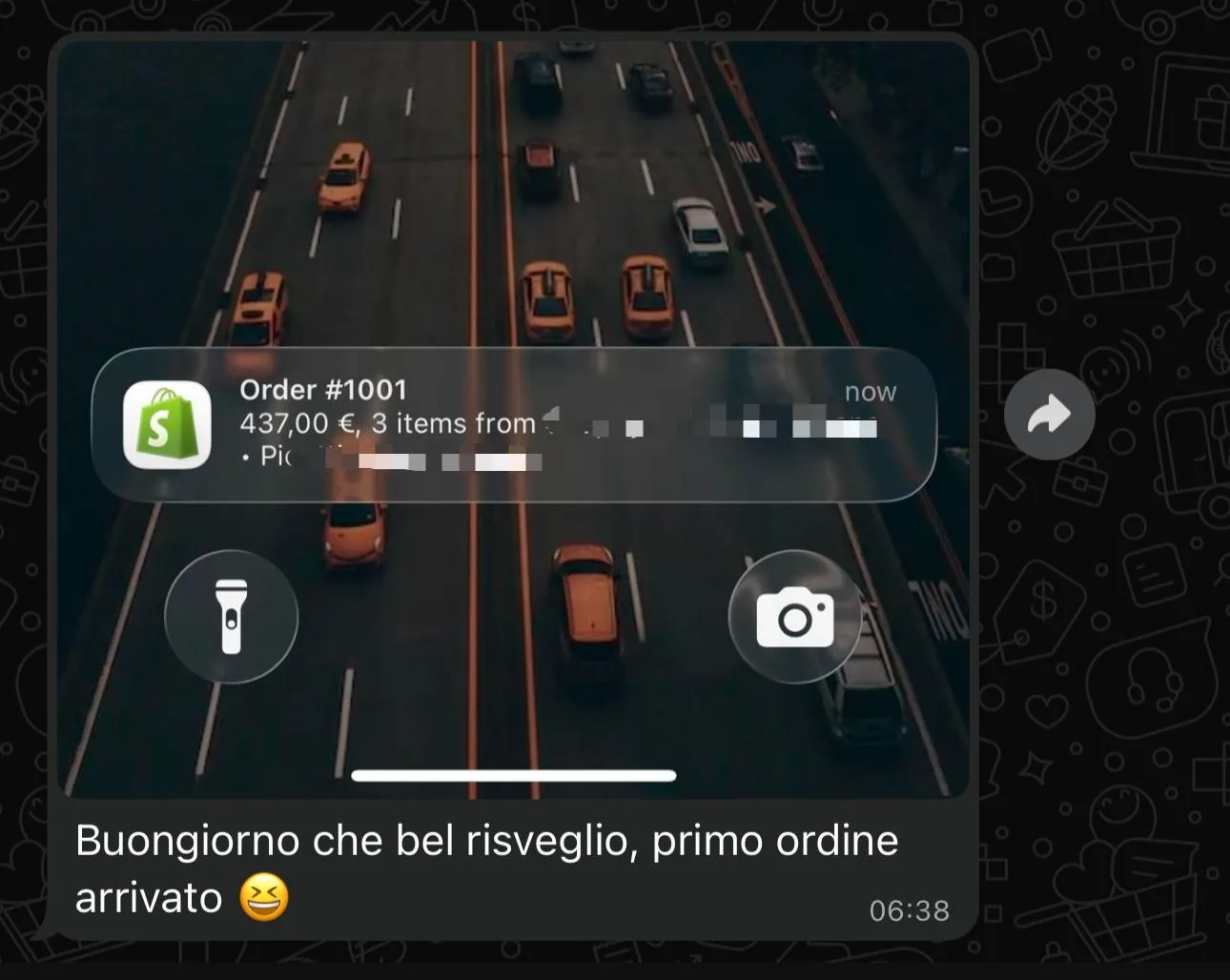 Notifica Shopify primo ordine arrivato